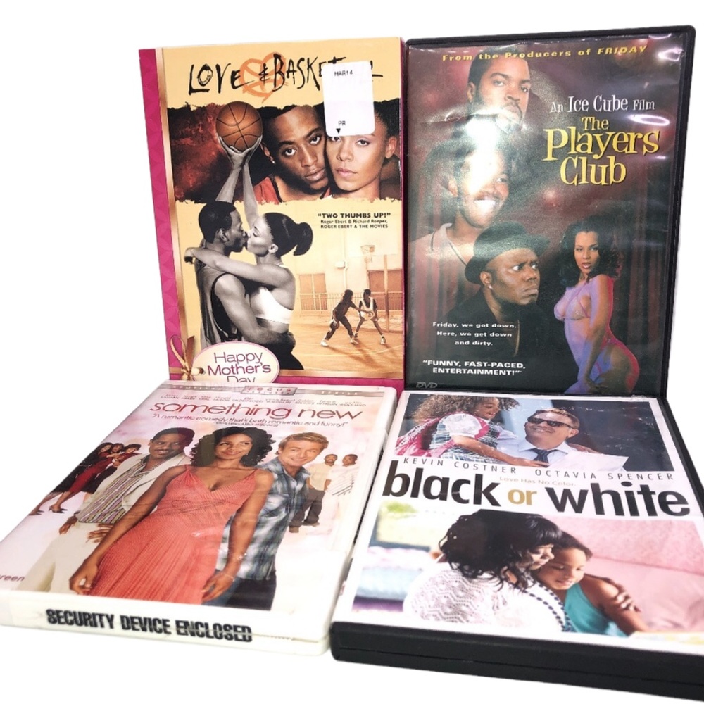 Lot of (4) DVD Video Movies B/W, Love & Basketball, Something New, Players Club